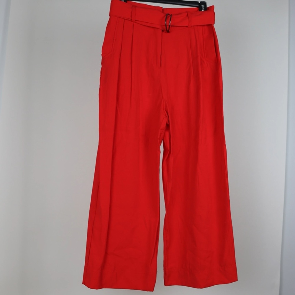 High Waisted Red Flare Trousers